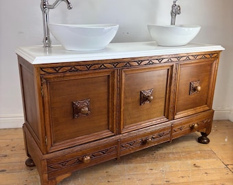 Bathroom Vanity Unit, Antique Oak Washstand, Traditional Luxury Bathroom Cabinet, Made to Order