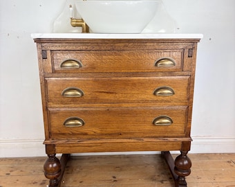 Bathroom Vanity Unit, Antique Oak Washstand, Traditional Luxury Bathroom Cabinet, Made to Order