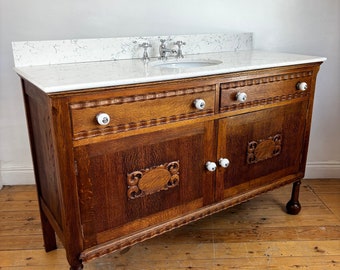 Bathroom Vanity Unit, Antique Oak Washstand, Traditional Luxury Bathroom Cabinet, Made to Order