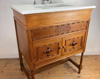 Bathroom Vanity Unit, Antique Oak Washstand, Traditional Luxury Bathroom Cabinet, Made to Order