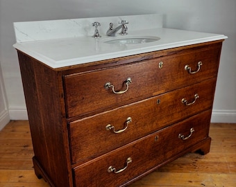 Bathroom Vanity Unit, Antique Oak Washstand, Traditional Luxury Bathroom Cabinet, Made to Order