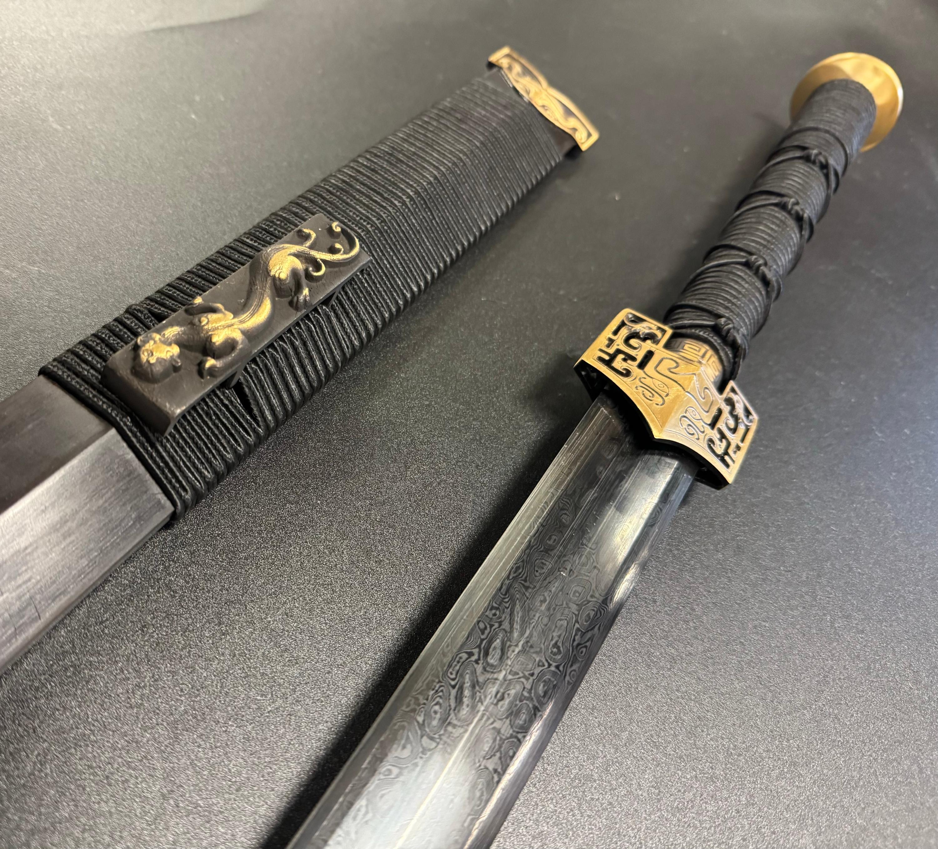 Sokka's Space Sword (black Damascus Steel With Brass Fittings) - Etsy