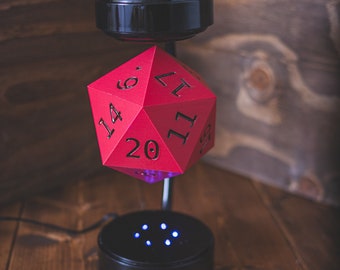 3D Printed Large Floating D20, Magic Custom DnD Dice, 3D Printed Floating Dice, DnD Decor/Tabletop/RPG Gift/desk decor