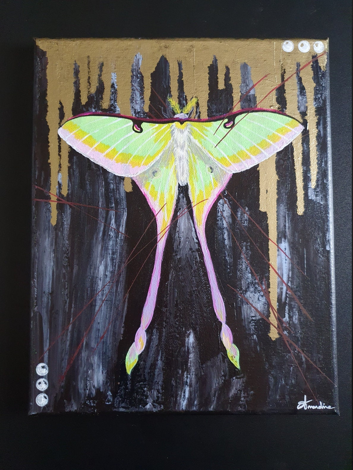 Toile Papillon Lune Chinois Jaune