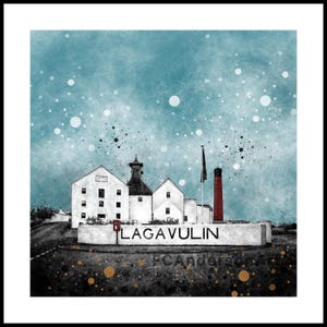 Lagavulin Distillery | Ltd Edition Giclee Print | 8”x8” | Whisky | Scotch | Scottish Distillery | Art | Islay | Scotland | Drawing