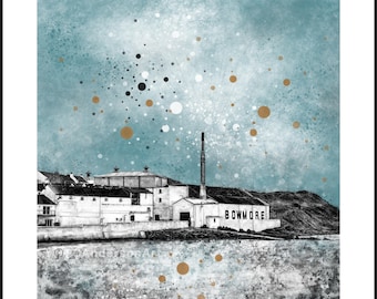 Bowmore Distillery Art Print: Islay Scotch Whisky, Scotland (8x8” Ltd Edition)