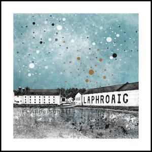 Laphroaig Distillery | Ltd Edition Giclee Print | 8”x8” | Whisky | Scotch | Scottish Distillery | Art | Islay | Scotland | Drawing