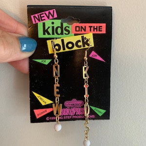 Vintage NKOTB Dangling Gold Earrings New Kids On The Block 1990’s Jewelry