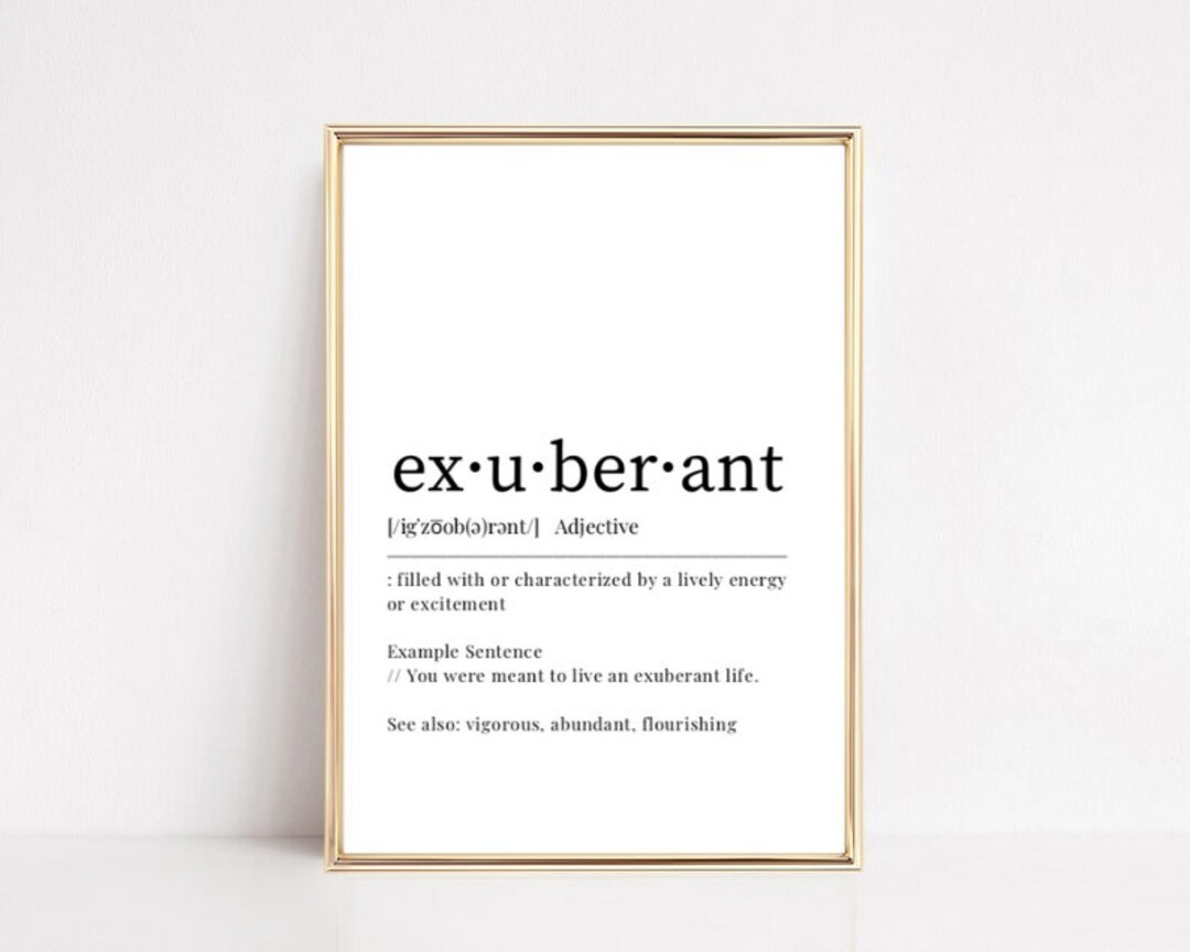 Exuberant Definition Word Art - Etsy