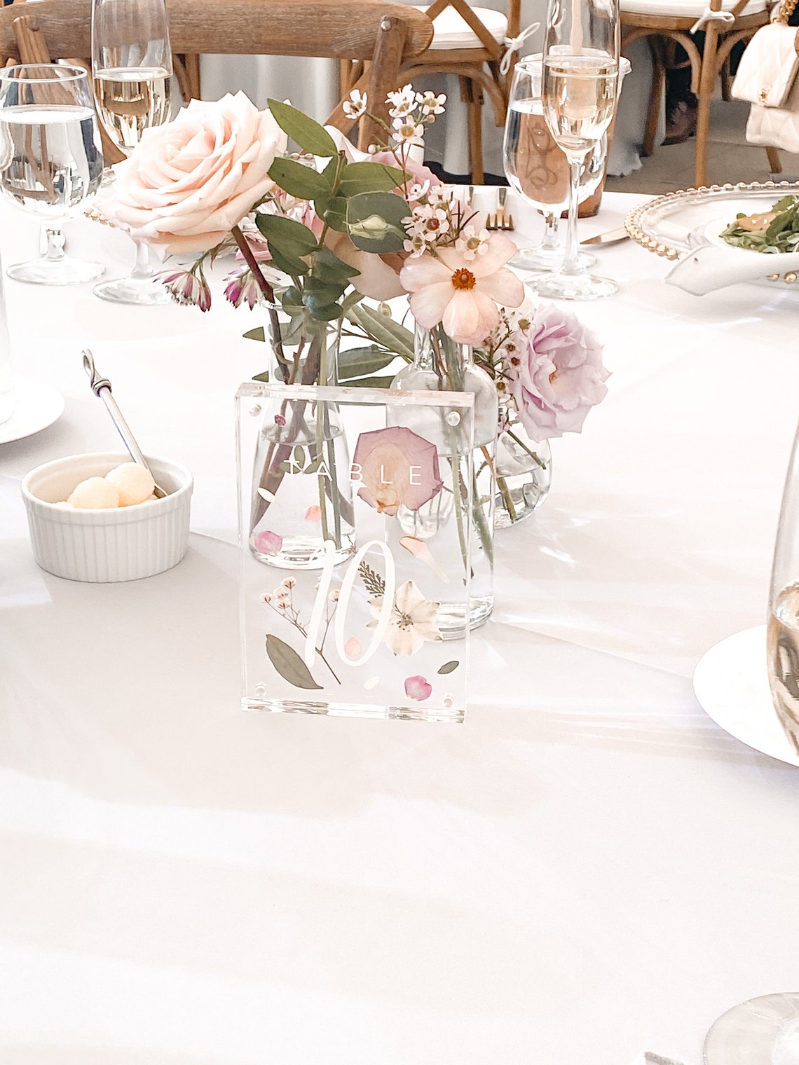 Pressed Flower Acrylic Table Numbers Pressed Flower Table Etsy
