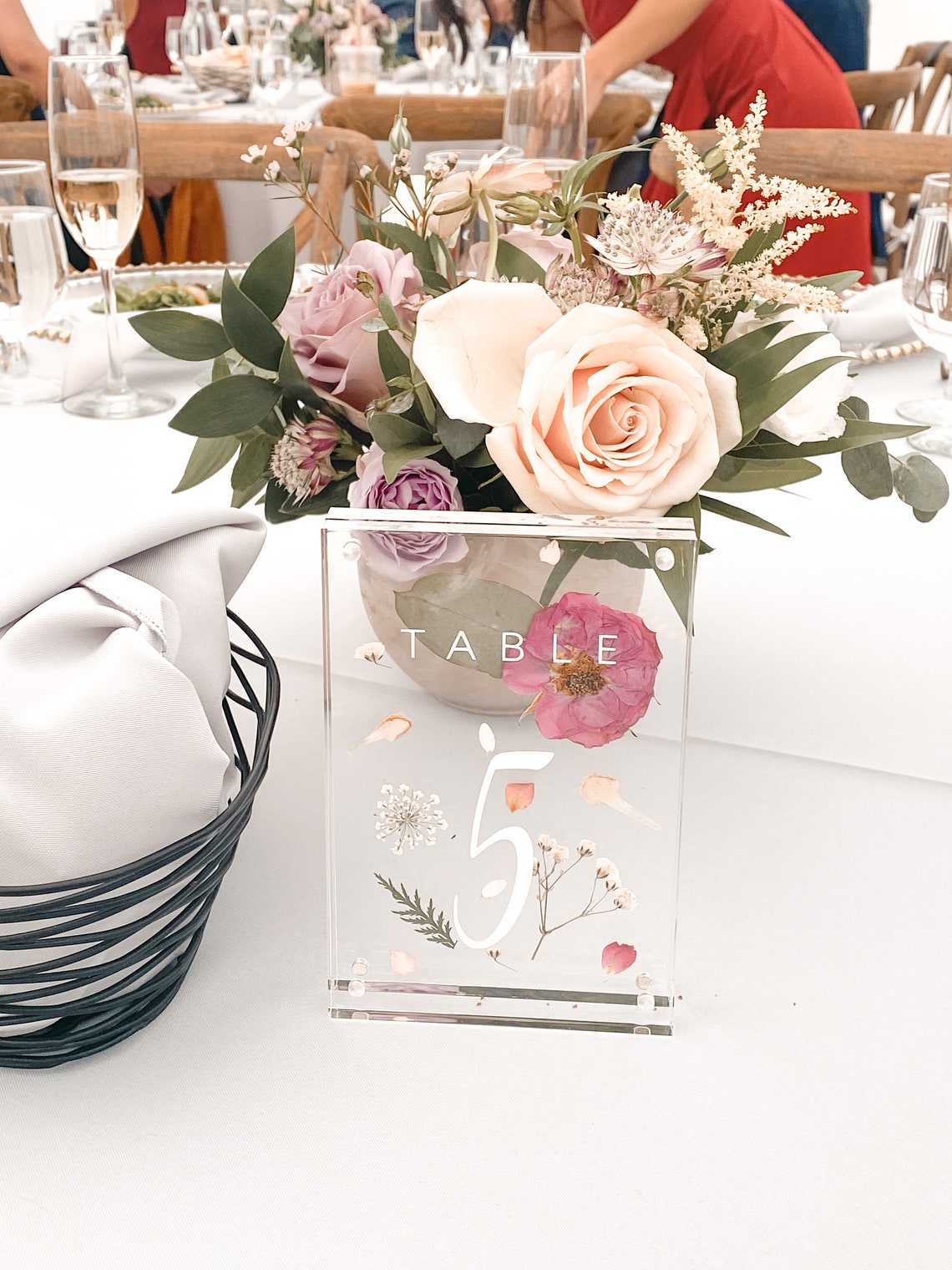 Pressed Flower Acrylic Table Numbers Pressed Flower Table Etsy