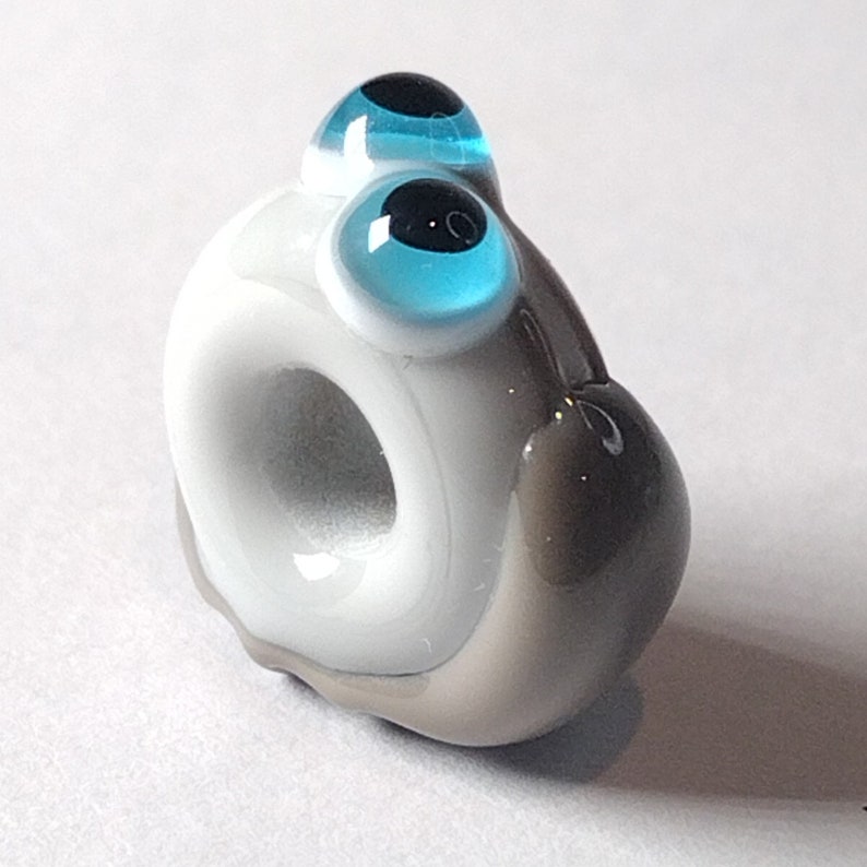 Big hole lampwork snail beads 5mm hole letter box gift handmade glass beads for charm bracelets, shoe laces, braids double grey