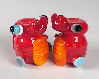 Lampwork Baby Dragon Bead Pair - Sculpted Glass Beads