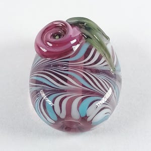 Lampwork Focal Bead: Purple, White, Blue, Pink Tea Rose - Jolene Beads