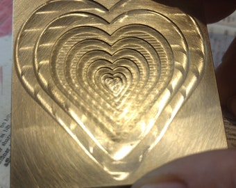 Stepped heart brass texture cavity tool for lampwork bead making