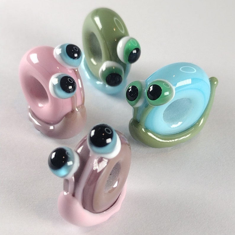 Big hole lampwork snail beads 5mm hole letter box gift handmade glass beads for charm bracelets, shoe laces, braids image 1