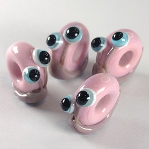 Big hole lampwork snail beads 5mm hole letter box gift handmade glass beads for charm bracelets, shoe laces, braids Pink purple