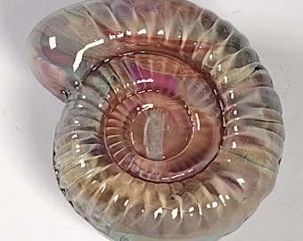 Large ammonite glass beads - multicoloured lampwork fossil beads -  jewellery making supplies - handmade glass beads - Jolene beads