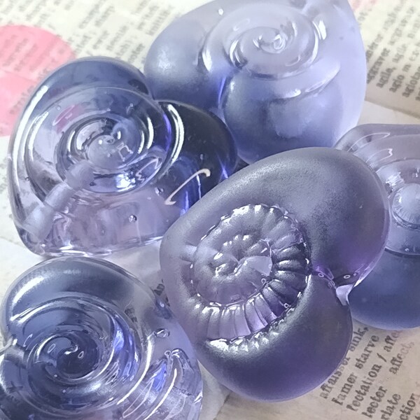 Violet lampwork textured heart focal beads -  jewellery making supplies - hand crafted glass beads