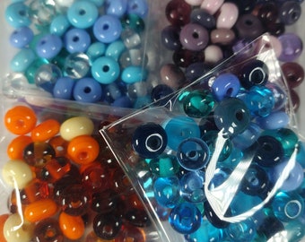 Mixed packs of 50 spacer beads - Jolene Beads - glass art jewellery design - colourful rondelle glass beads