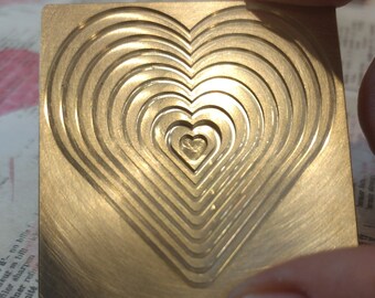 Concentric heart brass texture cavity tool for lampwork bead making