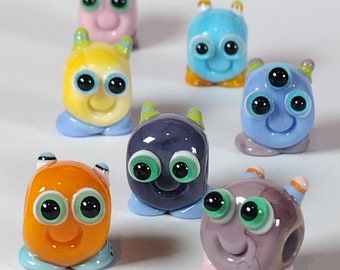 Big hole monster beads - 5mm hole -  letter box gift - handmade lampwork glass beads for charm bracelets, shoe laces, braids and more
