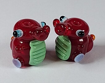 Baby dragon glass earring pair - lampwork dragon beads - jewellery making - unique beads - cute glass beads - Jolene Beads