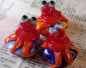 Alien glass beads - bug eyed lampwork aliens with lots of tentacles