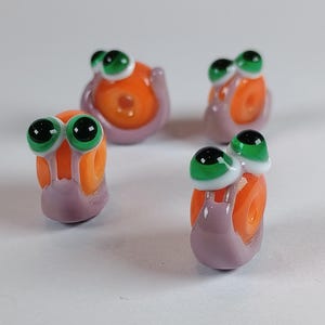 Lampwork Snail Beads: Googly Eye Handmade Glass Bead (2mm Hole)