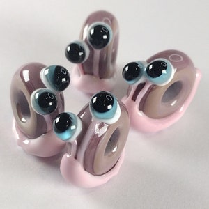 Big hole lampwork snail beads 5mm hole letter box gift handmade glass beads for charm bracelets, shoe laces, braids Purple pink