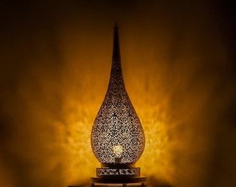 Morocco Floor lamp home deco, Handmade Lamp table, Moroccan Style Brass Bedside or Desk Lamp Table with Night Light Function for the Bedroom