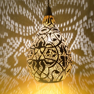 Moroccan Handmade Brass Pendant Light, Brass Hanging Lamp, Gold Brass Lampshade, Oriental Lamp Home Decor Lighting and Ceiling Light