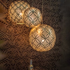Moroccan Pendant Lamp in antique brass and crystal, Moroccan Light Fixtures,Moroccan Brass pendant lamp,Moroccan lamp