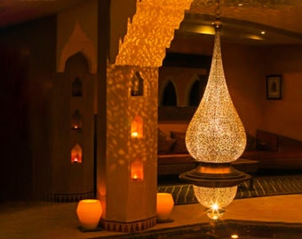 Handmade Artisanal Large Moroccan Brass Pendant Light, A Unique and Elegant Morocco Lighting Chandelier for Your Home Decor, Ceiligne light