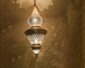 Large Moroccan Pendant Light Brass,Handmade Moroccan Chandelier Antique Brass, Moroccan brass lantern, Moroccan lighting