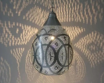 Handmade Moroccan Pendant Light, Exquisite Brass Hanging Lamp, Gold Brass Lampshade, Ideal for New Home Decor Lighting and Ceiling Light