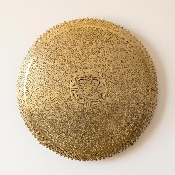 Moroccan Brass Wall Sconce – Pierced Sunburst Medallion Entryway Light