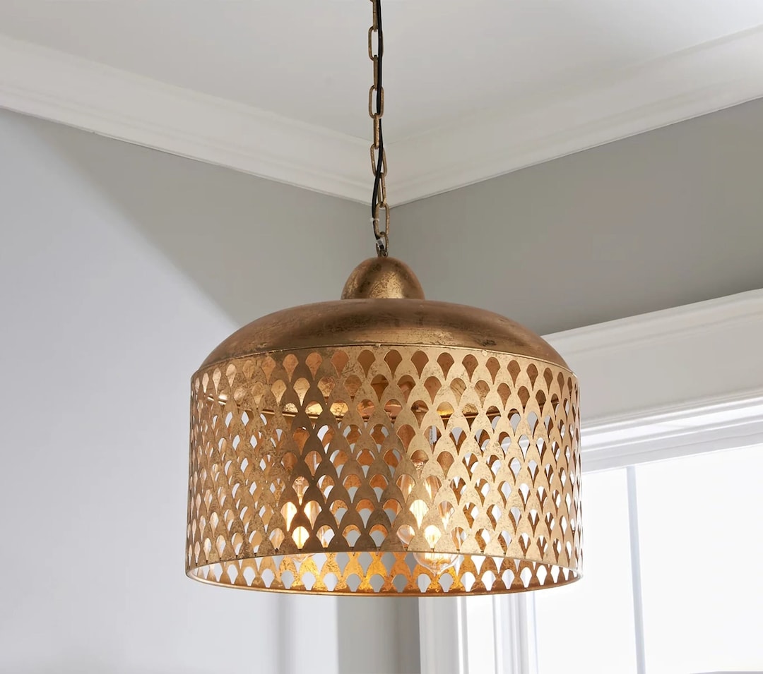 Handmade Brass Fan Screen Pendant Light, Add Unique Style and Character ...