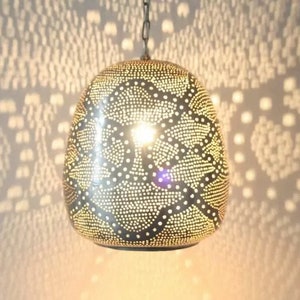 Handmade Moroccan Pendant Light, Exquisite Brass Hanging Lamp, Gold Brass Lampshade, Ideal for New Home Decor Lighting and Ceiling Light