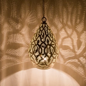 Handmade Moroccan Brass Pendant Light with Fish Pattern, Brass Hanging Lamp, Gold Brass Lampshade,  Home Decor Lighting and Ceiling Light