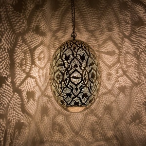 Moroccan Egg Lamp Brass Pendant Light, Handmade Oriental Light, Hanging Lamp, Gold Brass Lampshade,  Home Decor Lighting and Ceiling Light