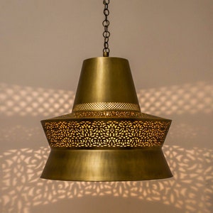 Handmade Moroccan Brass Pendant Lamp, Unique Moroccan Home Decor Chandelier Fixture, Elegant Morocco lighting, Brass ceiling lamp