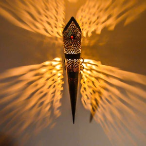 Set of 2 Moroccan Brass Wall Lights - Handmade Brass Sconces - Elegant Oriental Wall Lamp - Traditional Moroccan Lighting Decor