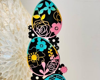 Easter Eggs Stacked Shelf Sitter / Easter Decor