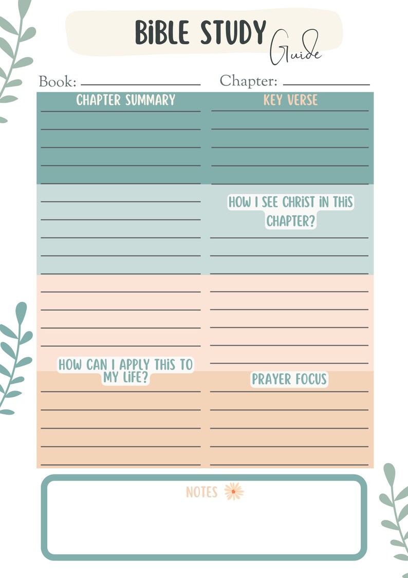 Bible Study Printable Bible Study Guide Printable Bible Reading Log
