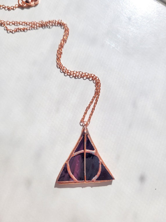 Purple Deathly Hallows Necklace Lead Free