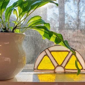 Small Half Circle Stained Glass Accent Piece | Sun Catcher | Lead Free