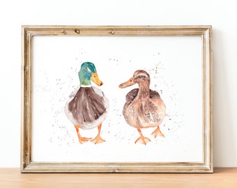 Enten Entenbild, Entenmalerei, Entengeschenke, Entenwandkunst, Entenposter, Landdruck, Entenposter, Bauernhausdekor