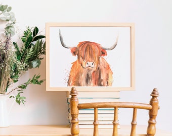 DZIEŁO SZTUKI KROWY HIGHLAND Wydruk, Oryginalny wydruk sztuki krowy HIGHLAND, Prezent krowy HIGHLAND, Sztuka ścienna bydła, Malarstwo krowy HIGHLAND, Highland Coo, Sztuka