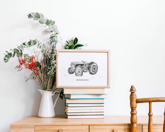 GREY FERGIE TRACTOR print, little grey fergie tractor print, vintage tractor art,  nursery wall art, Ferguson TE20, farm nursery artwork